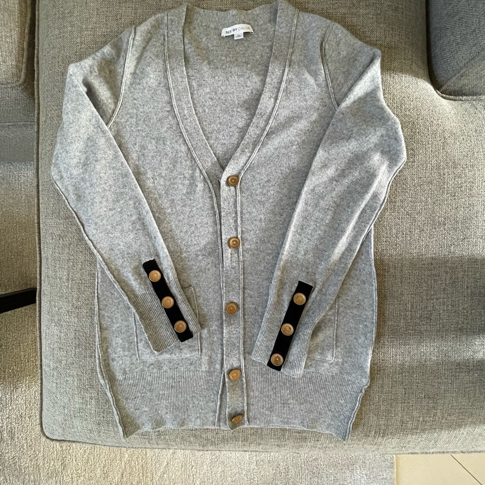 See by Chloe V-neck Cardigan size:S. Color: Gray